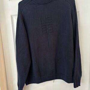 Nautica Men's M Navy Turtleneck Sweater 100%‎ Cotton 1983 Logo Mock Neck